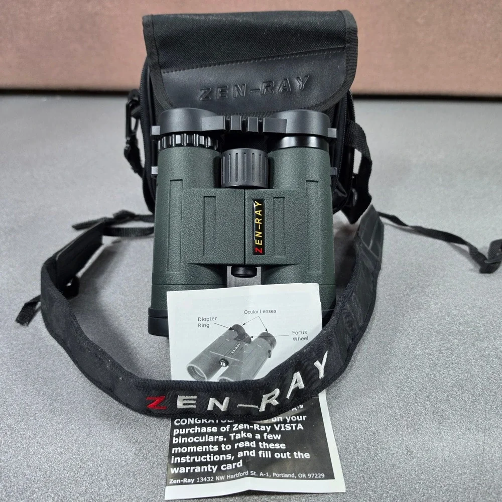 Zen-Ray VISTA Binoculars Green Excellent with Case and Strap